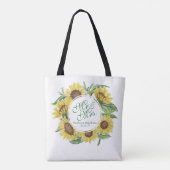 Gepersonaliseerde Zonnebloem krans bruiloft Canvas Tote Bag (Achterkant)