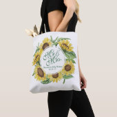 Gepersonaliseerde Zonnebloem krans bruiloft Canvas Tote Bag (Dichtbij)