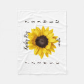 Gepersonaliseerde Zonnebloem Maandelijkse Mijlpaal Fleece Deken (Voorkant)