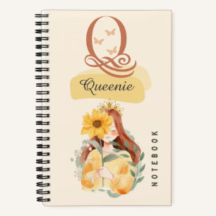 Gepersonaliseerde Zonnebloem Meisje Spiral Notitie Notitieboek