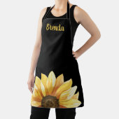 Gepersonaliseerde zonnebloem op zwart schort (Insitu)