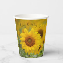 Gepersonaliseerde zonnebloem papieren feest drinkb