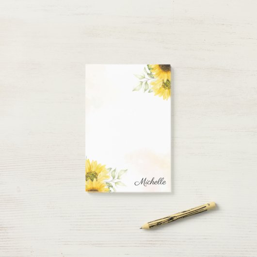 Gepersonaliseerde zonnebloem Post-it notities Post-it® Notes (Op bureau)