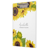 Gepersonaliseerde Zonnebloem Script Font Vrouwelij Klembord (Links)