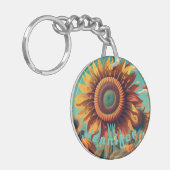 Gepersonaliseerde zonnebloem Sleutelhanger, zonneb Sleutelhanger (Voorkant Links)