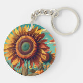 Gepersonaliseerde zonnebloem Sleutelhanger, zonneb Sleutelhanger (Achterkant)