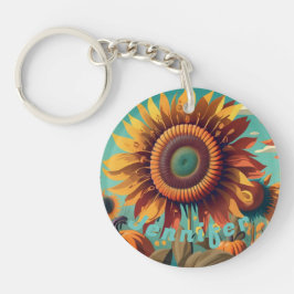Gepersonaliseerde zonnebloem Sleutelhanger, zonneb Sleutelhanger