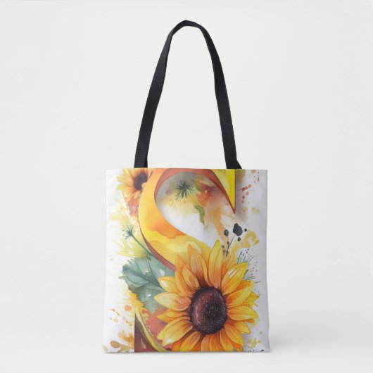 Gepersonaliseerde zonnebloem Waterverf letter S Tote Bag (Voorkant)