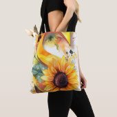 Gepersonaliseerde zonnebloem Waterverf letter S Tote Bag (Dichtbij)