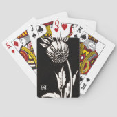 Gepersonaliseerde zonnebloem zwart en wit pokerkaarten (Achterkant)