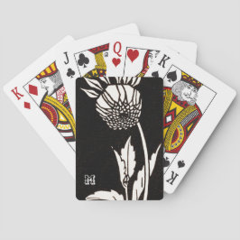 Gepersonaliseerde zonnebloem zwart en wit pokerkaarten