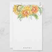 Gepersonaliseerde zonnebloemen Boho Floral Station Briefpapier (Voorkant)