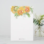Gepersonaliseerde zonnebloemen Boho Floral Station Briefpapier (Staand voorkant)