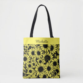 gepersonaliseerde zonnebloemen boodschappentas tote bag