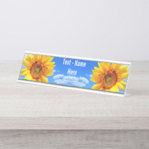 Gepersonaliseerde Zonnebloemen en Bijenbureau Naam Bureau Naambordje