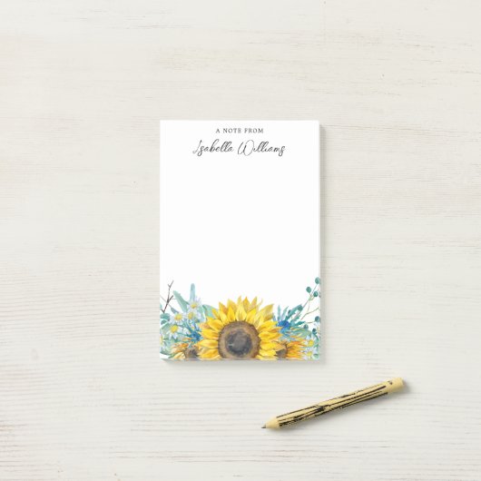 Gepersonaliseerde zonnebloemen en distels rustiek post-it® notes (Op bureau)
