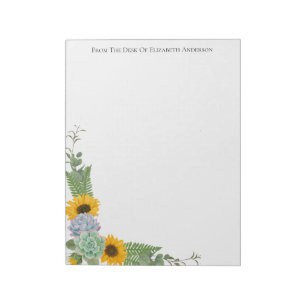 Gepersonaliseerde zonnebloemen Floral Greenery Notitieblok