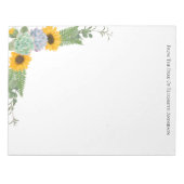 Gepersonaliseerde zonnebloemen Floral Greenery Notitieblok (Voorkant)