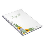 Gepersonaliseerde zonnebloemen Floral Greenery Notitieboek (Rechterzijde)
