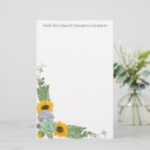 Gepersonaliseerde zonnebloemen Floral Greenery Per Briefpapier (Staand voorkant)