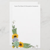 Gepersonaliseerde zonnebloemen Floral Greenery Per Briefpapier (Voorkant / Achterkant)