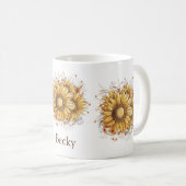 Gepersonaliseerde zonnebloemen koffiemok (Voorkant rechts)