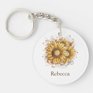 Gepersonaliseerde   zonnebloemen sleutelhanger