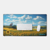 Gepersonaliseerde Zonnebloemenveld en een Barn Des Bureaumat (Keyboard & Muis)