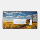 Gepersonaliseerde Zonnebloemenveld en een Barn Des Bureaumat (Keyboard & Muis)