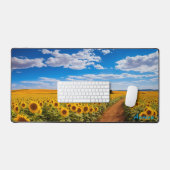 Gepersonaliseerde Zonnebloemenveld en een Barn Des Bureaumat (Keyboard & Muis)