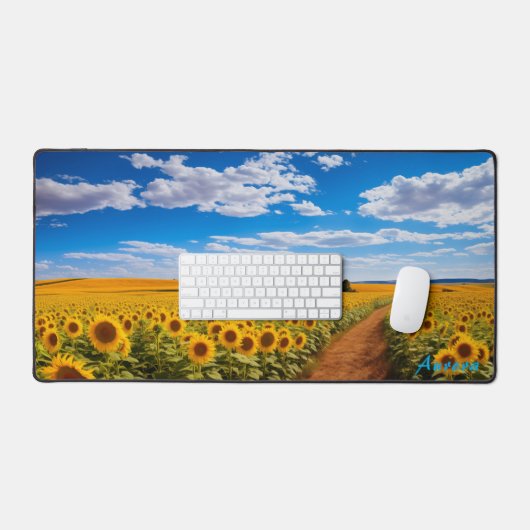 Gepersonaliseerde Zonnebloemenveld en een Barn Des Bureaumat (Keyboard & Muis)