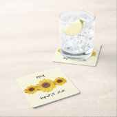 gepersonaliseerde zonnebloemolie - bruiloft met sc kartonnen onderzetters (Insitu)