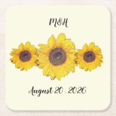 gepersonaliseerde zonnebloemolie - bruiloft met sc kartonnen onderzetters (Voorkant)
