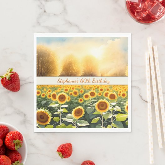 Gepersonaliseerde zonnebloempijten - rustieke char servet (Insitu)