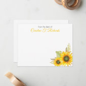 Gepersonaliseerde zonnebloempitten notitiekaartje (Voorkant / Achterkant in situ)