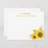 Gepersonaliseerde zonnebloempitten notitiekaartje (Voorkant / Achterkant)