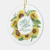 Gepersonaliseerde zonnebloempuwweddenschap | Versi Keramisch Ornament (Links)