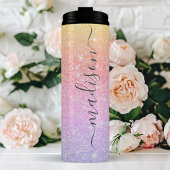 Gepersonaliseerde Zonsondergang Glitter Thermosbeker
