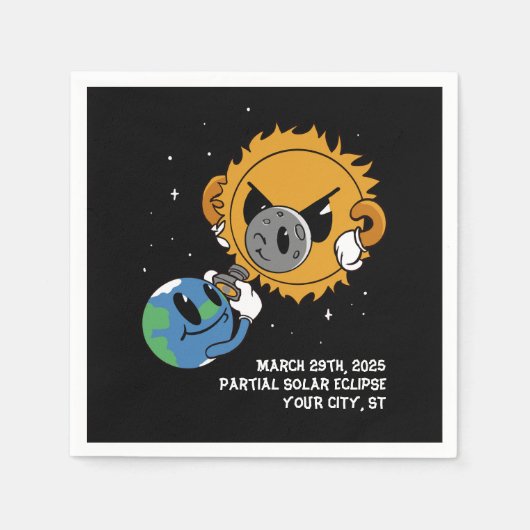 Gepersonaliseerde Zonsverduistering 2025 Fotobom Servet (Voorkant)