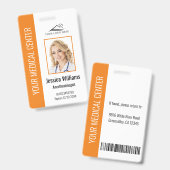 Gepersonaliseerde Zorgmedewerker Oranje ID Badge (Voor- en achterkant)