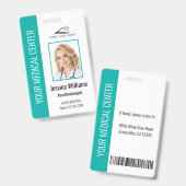 Gepersonaliseerde zorgmedewerker teal ID Badge (Voor- en achterkant)