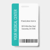 Gepersonaliseerde zorgmedewerker teal ID Badge (Achterkant)