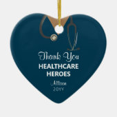 Gepersonaliseerde zorgverlener Dank u blauwe naam Keramisch Ornament (Voorkant)