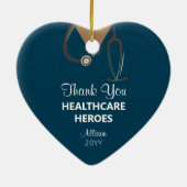 Gepersonaliseerde zorgverlener Dank u blauwe naam Keramisch Ornament (Achterkant)