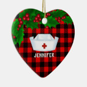 Gepersonaliseerde Zurse Rode Buffalo met kerstmis Keramisch Ornament (Rechts)