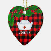 Gepersonaliseerde Zurse Rode Buffalo met kerstmis Keramisch Ornament (Links)