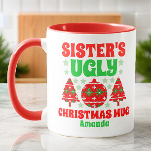 Gepersonaliseerde zus lelijke kersttrui mok
