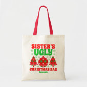 Gepersonaliseerde zus lelijke kersttrui tote bag (Voorkant)