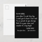 Gepersonaliseerde zussen van mijn zus Ik hou van j Briefkaart (Voorkant / Achterkant)