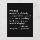 Gepersonaliseerde zussen van mijn zus Ik hou van j Briefkaart (Voorkant)